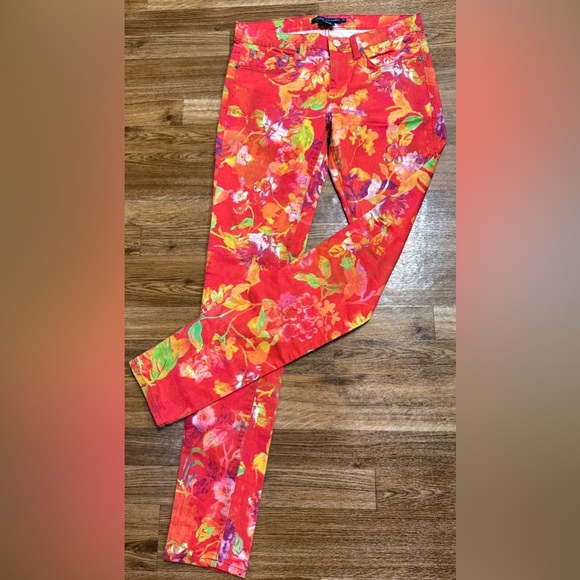 Ralph Lauren bright unique floral chic skinny jeans comfortable stretch 28x30 EC - Picture 2 of 9